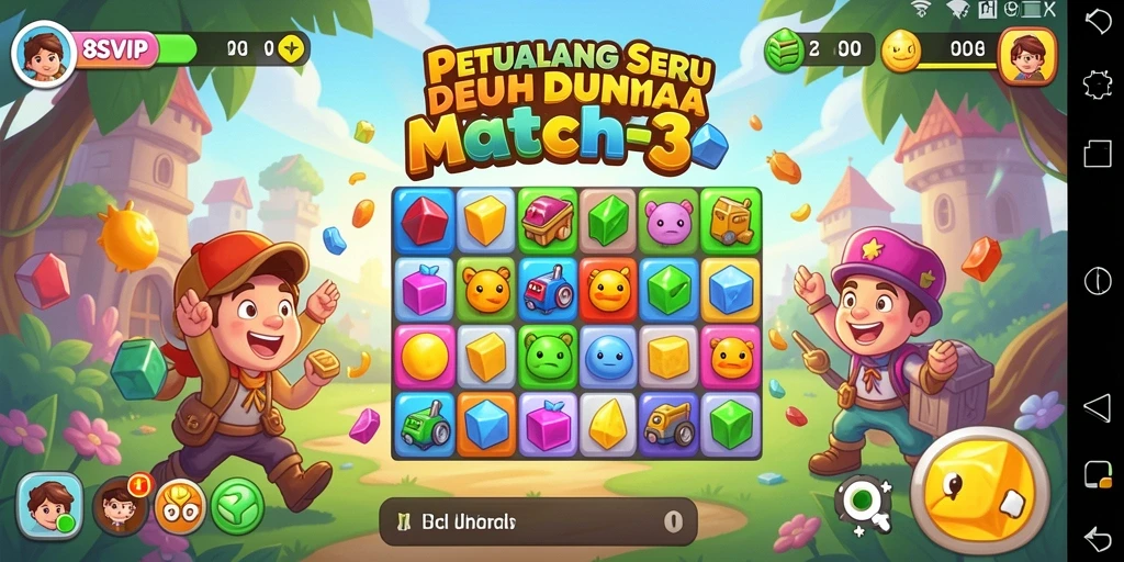 Screenshot gameplay 8SVIP menampilkan aksi match-3 yang mendebarkan.