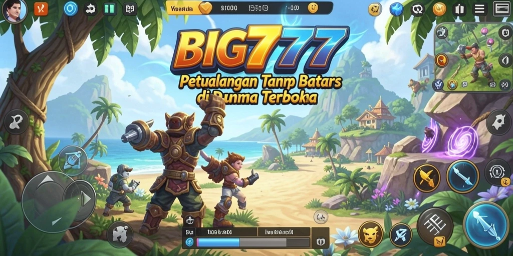 Tangkapan layar menampilkan dunia terbuka yang indah dan penuh petualangan.