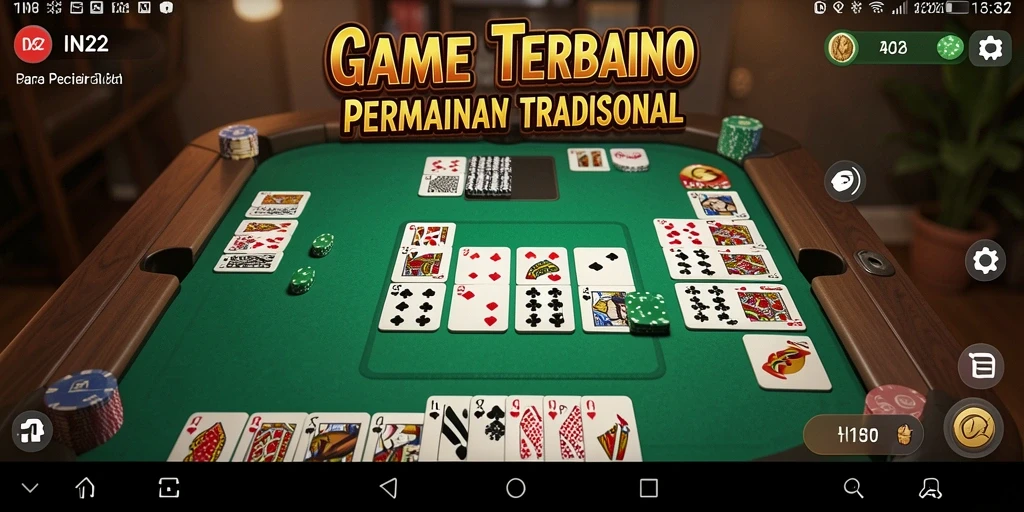 Screenshot gameplay IN22 menampilkan aksi domino yang seru dan interaktif.