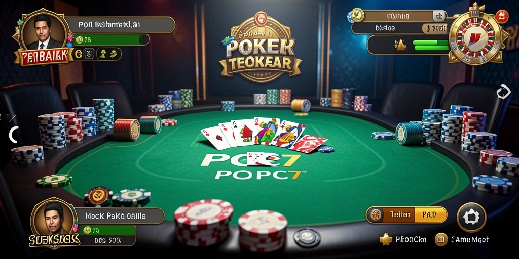 Tampilan gameplay seru dari PCPC7 dengan berbagai pilihan meja poker.