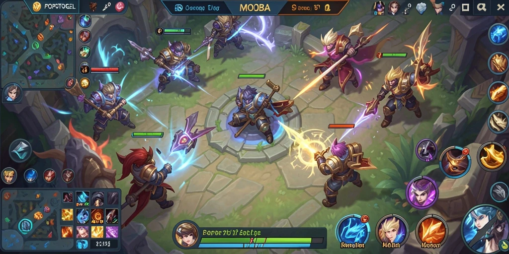 Tangkapan layar menampilkan aksi gameplay seru MOBA.