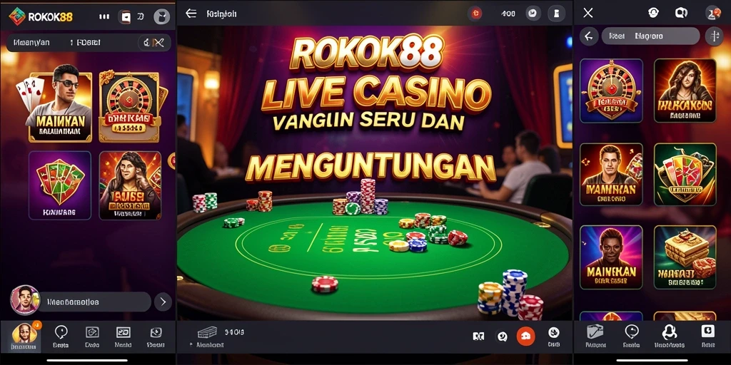 Tampilan gameplay seru di ROKOK88 dengan dealer langsung dan interaksi nyata.