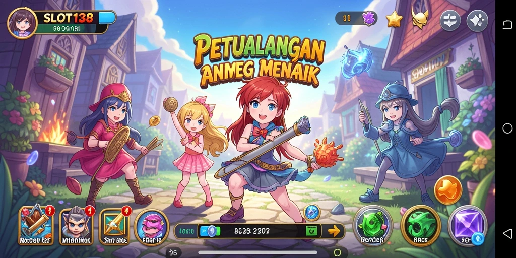 Tampilan screenshot SLOT138 menampilkan karakter Anime dalam aksi penuh warna.